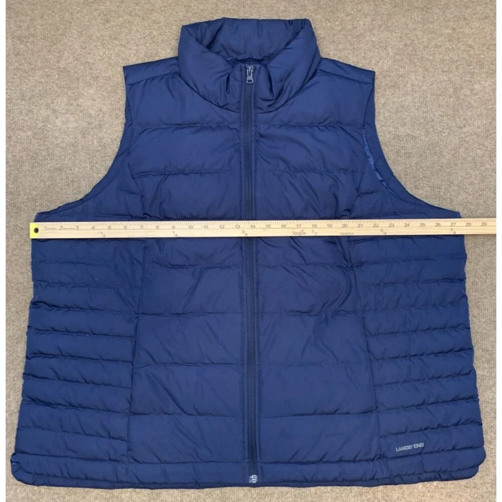 Lands End Vest Womens 2X (20W-22W) Puffer Down Feathers Quilted Insulated Zip Up - Picture 4 of 8